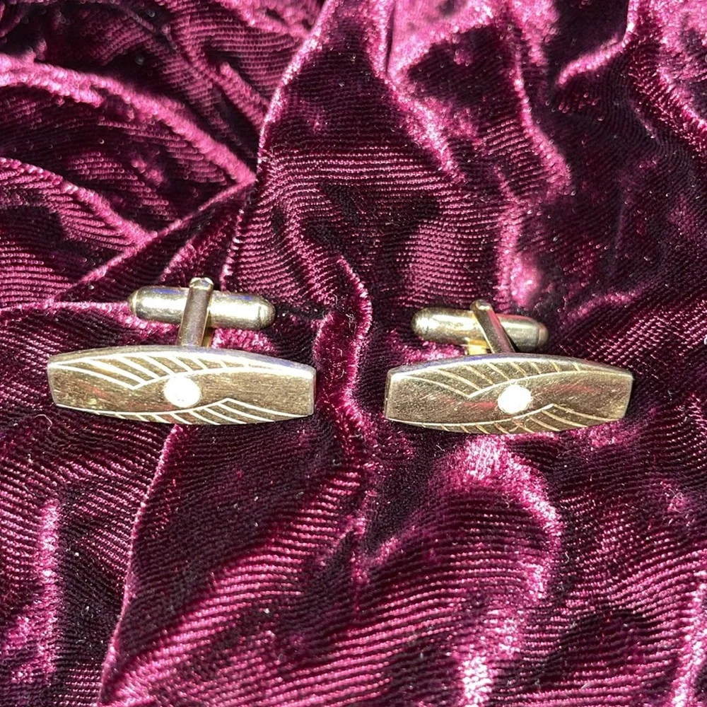 Vintage Anson Gold Tone & Rhinestone Cufflinks